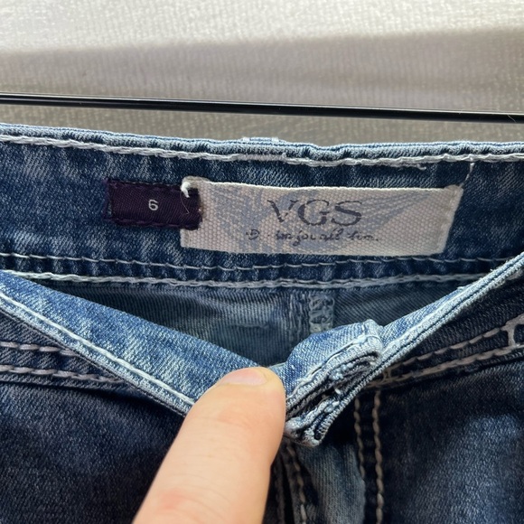VGS Vigoss Skinny Jeans Womens 6 Blue Denim Stretch Wide Stitch Flap Pocket 2133 - Picture 2 of 12